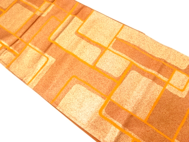 アンティーク　幾何学模様織り出し袋帯（着用可）